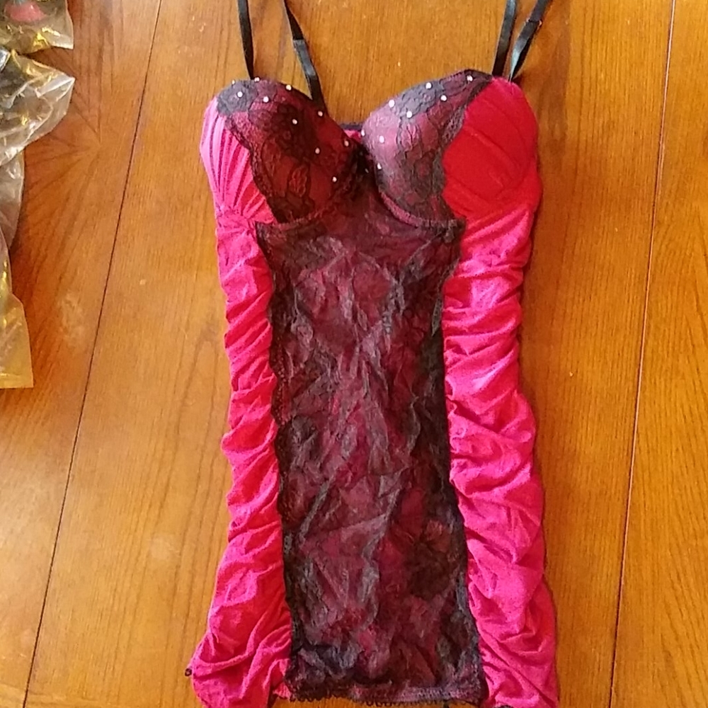 Womans size medium red and black lingerie